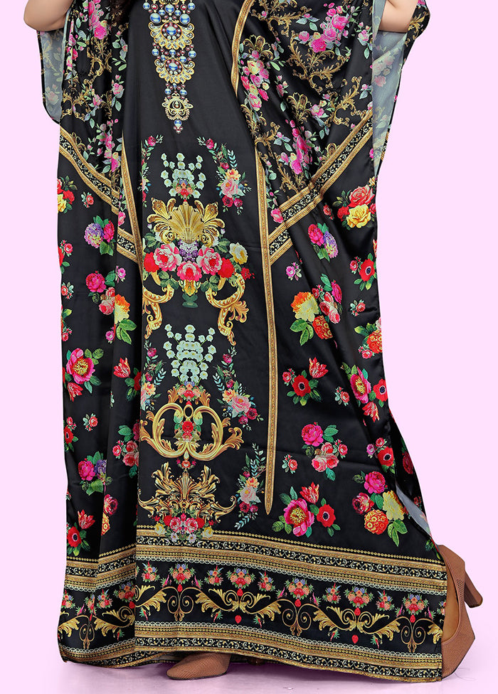 Multicolor Printed Work Silk Kaftan
