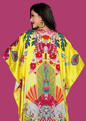 Multicolor Printed Work Silk Kaftan