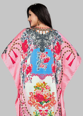 Multicolor Printed Work Silk Kaftan