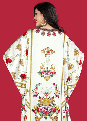 Multicolor Printed Work Silk Kaftan