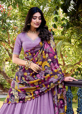 Lavender Blended Silk Dupatta Lehenga Set