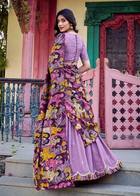 Lavender Blended Silk Dupatta Lehenga Set