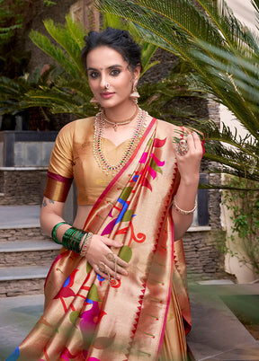 Cream Blended Silk Dupatta Lehenga Set