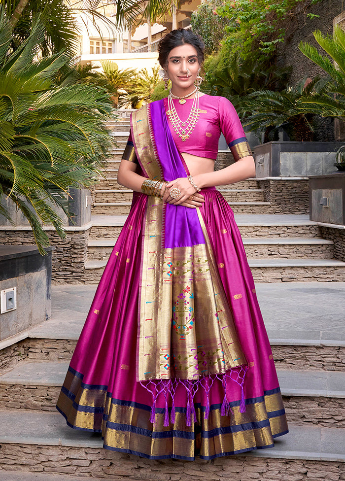 Pink Blended Silk Dupatta Lehenga Set