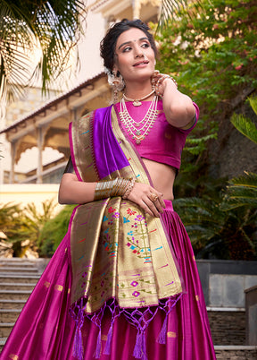 Pink Blended Silk Dupatta Lehenga Set