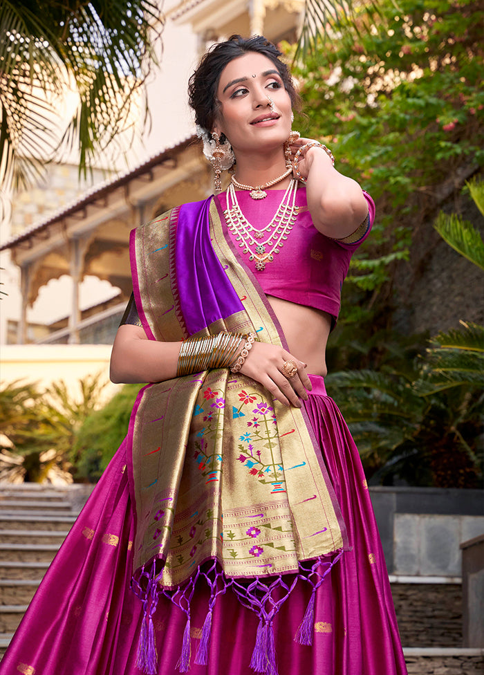 Pink Blended Silk Dupatta Lehenga Set