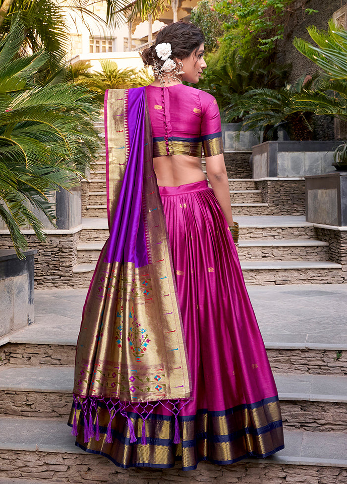 Pink Blended Silk Dupatta Lehenga Set
