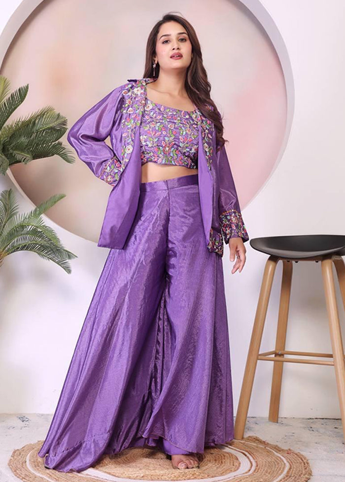 Lavender Blended Silk Koti Lehenga Set