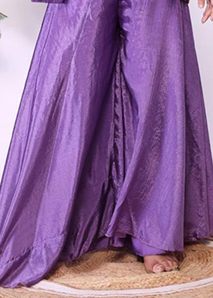 Lavender Blended Silk Koti Lehenga Set