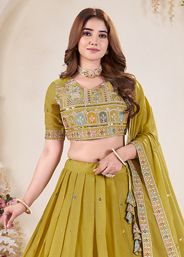 Yellow Georgette Dupatta Lehenga Set