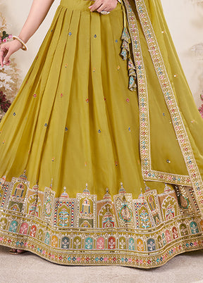 Yellow Georgette Dupatta Lehenga Set