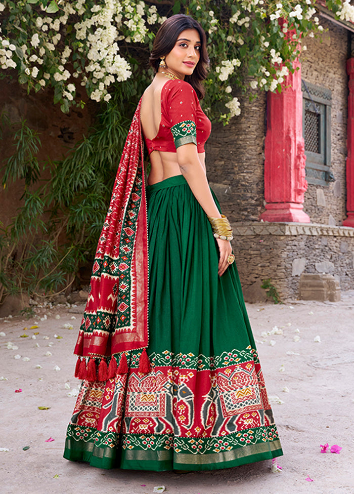Maroon Blended Silk Dupatta Lehenga Set