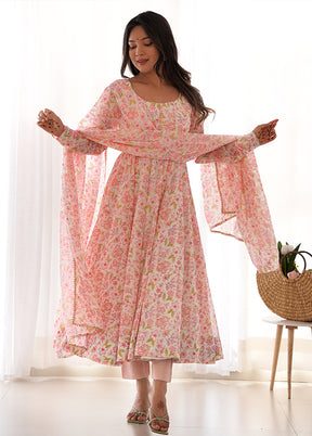 3 Pc Peach Silk Suit Set