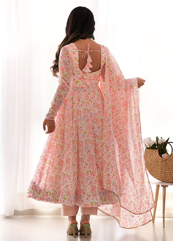 3 Pc Peach Silk Suit Set