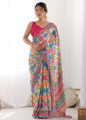 Multicolor Georgette Saree With Blouse Piece