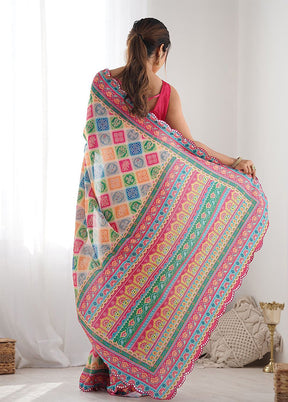 Multicolor Georgette Saree With Blouse Piece