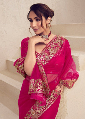 Pink Spun Silk Saree With Blouse Piece