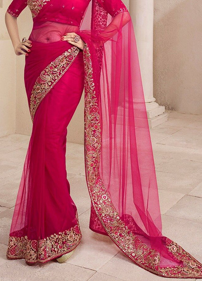 Pink Spun Silk Saree With Blouse Piece