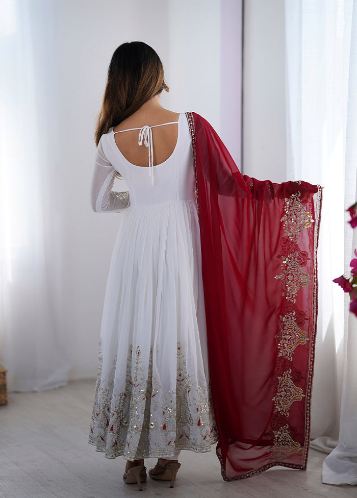 3 Pc White Georgette Suit Set