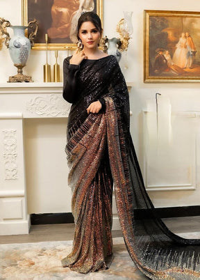 Black Georgette Saree With Blouse Piece