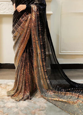 Black Georgette Saree With Blouse Piece