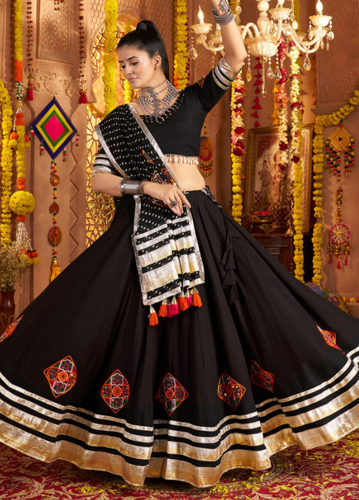 Black Viscose Dupatta Lehenga Set