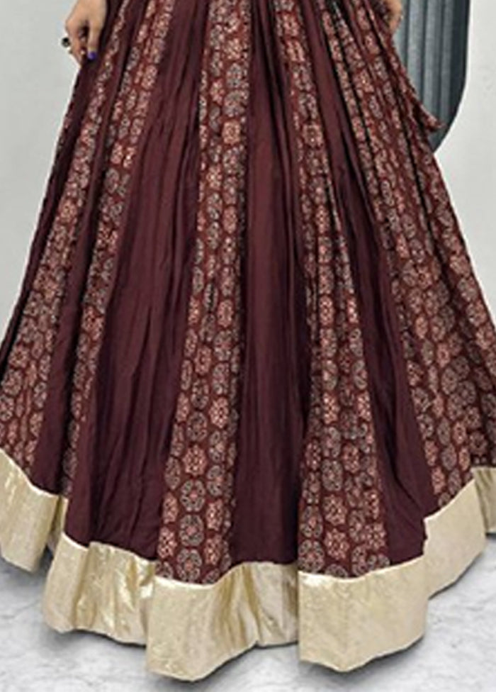 Maroon Cotton Dupatta Lehenga Set