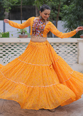 Yellow Georgette Lehenga & Top Set