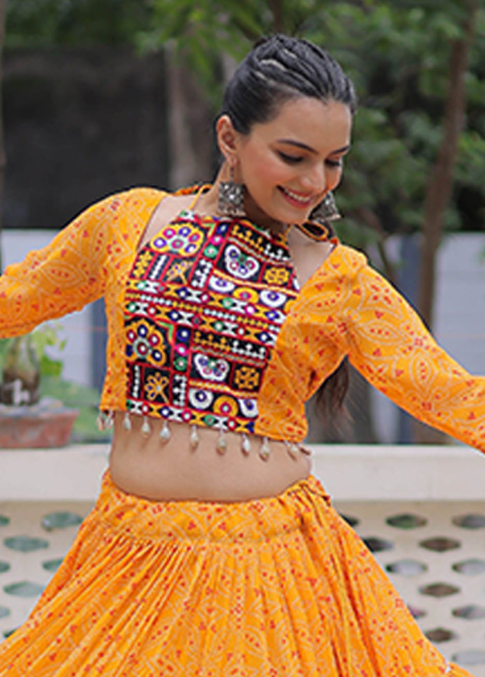 Yellow Georgette Lehenga & Top Set