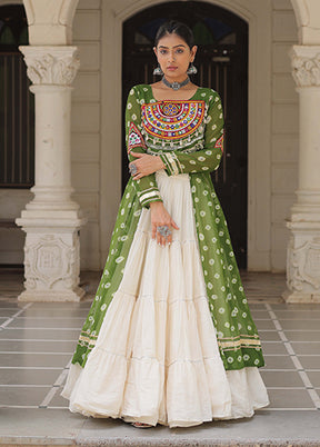 Green Cotton Lehenga & Kurti Set