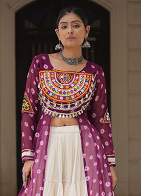 Wine Cotton Lehenga & Kurti Set