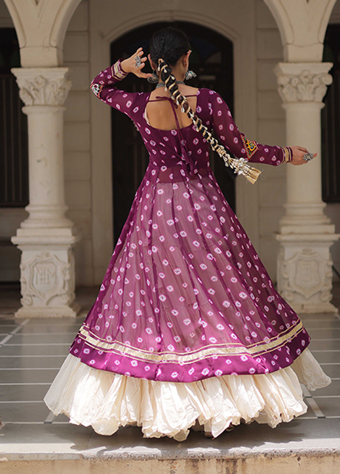 Wine Cotton Lehenga & Kurti Set