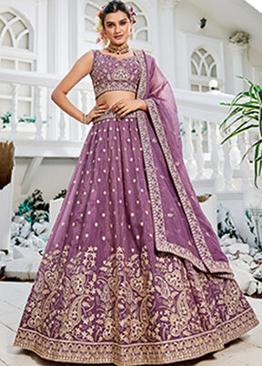 Lavender Blended Silk Dupatta Lehenga Set