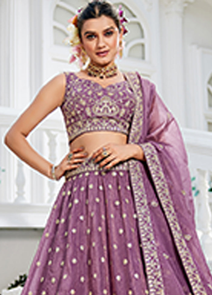 Lavender Blended Silk Dupatta Lehenga Set