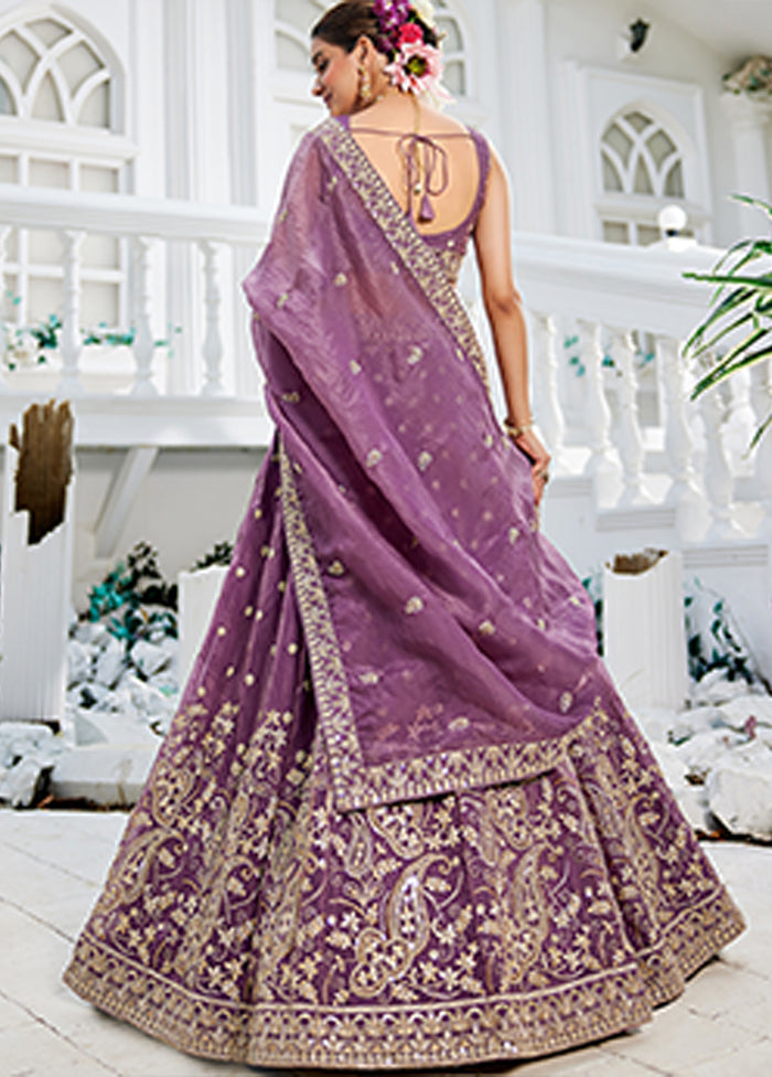 Lavender Blended Silk Dupatta Lehenga Set