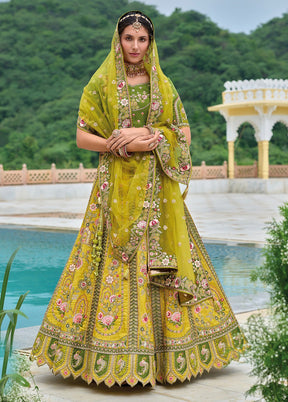 Yellow Pure SIlk Dupatta Lehenga Set
