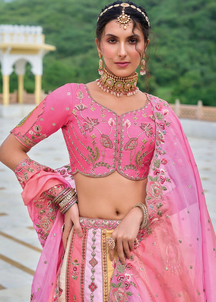 Multicolor Pure SIlk Dupatta Lehenga Set