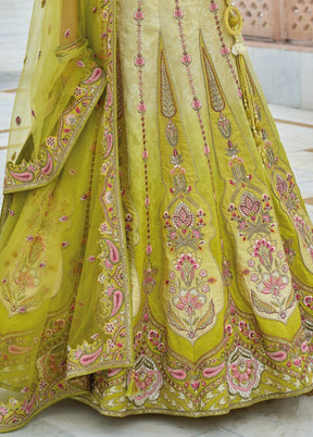 Multicolor Pure SIlk Dupatta Lehenga Set