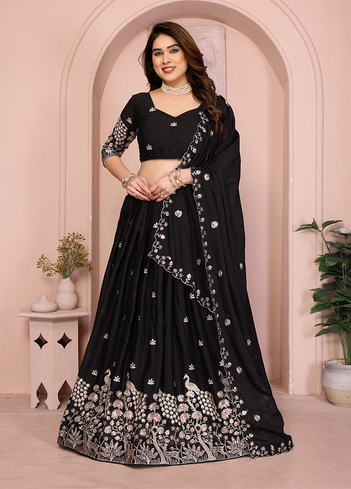 Black Georgette Dupatta Lehenga Set