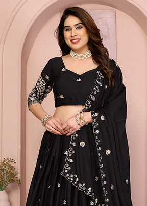 Black Georgette Dupatta Lehenga Set