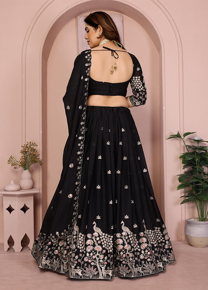 Black Georgette Dupatta Lehenga Set