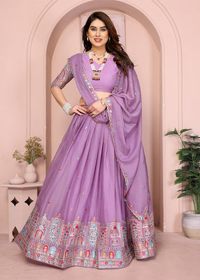 Lavender Georgette Dupatta Lehenga Set