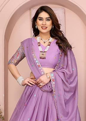 Lavender Georgette Dupatta Lehenga Set