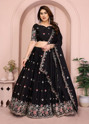 Black Georgette Dupatta Lehenga Set