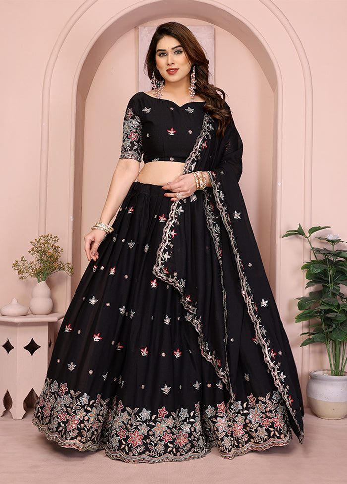 Black Georgette Dupatta Lehenga Set