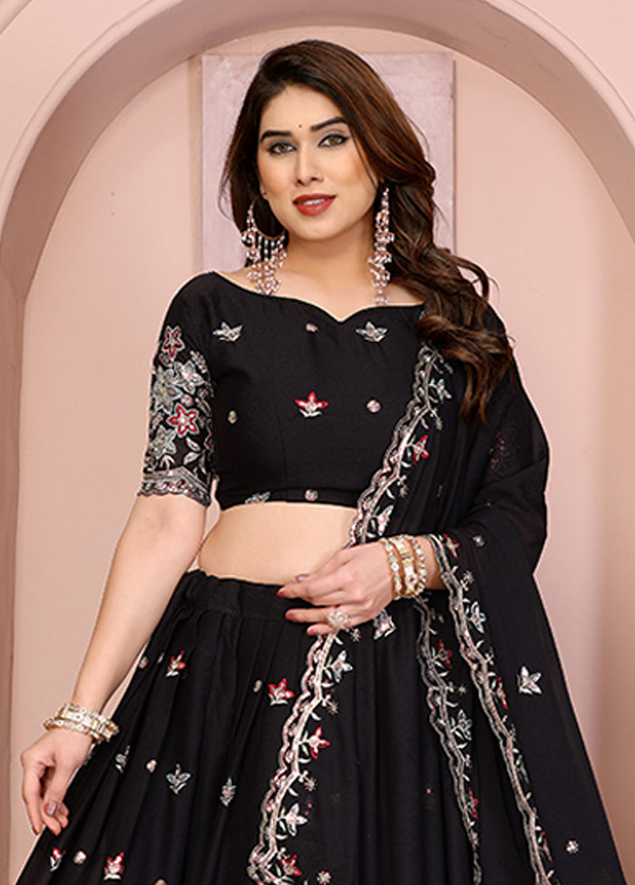 Black Georgette Dupatta Lehenga Set