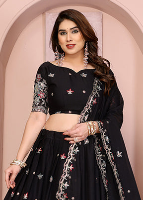 Black Georgette Dupatta Lehenga Set