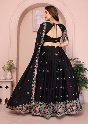 Black Georgette Dupatta Lehenga Set