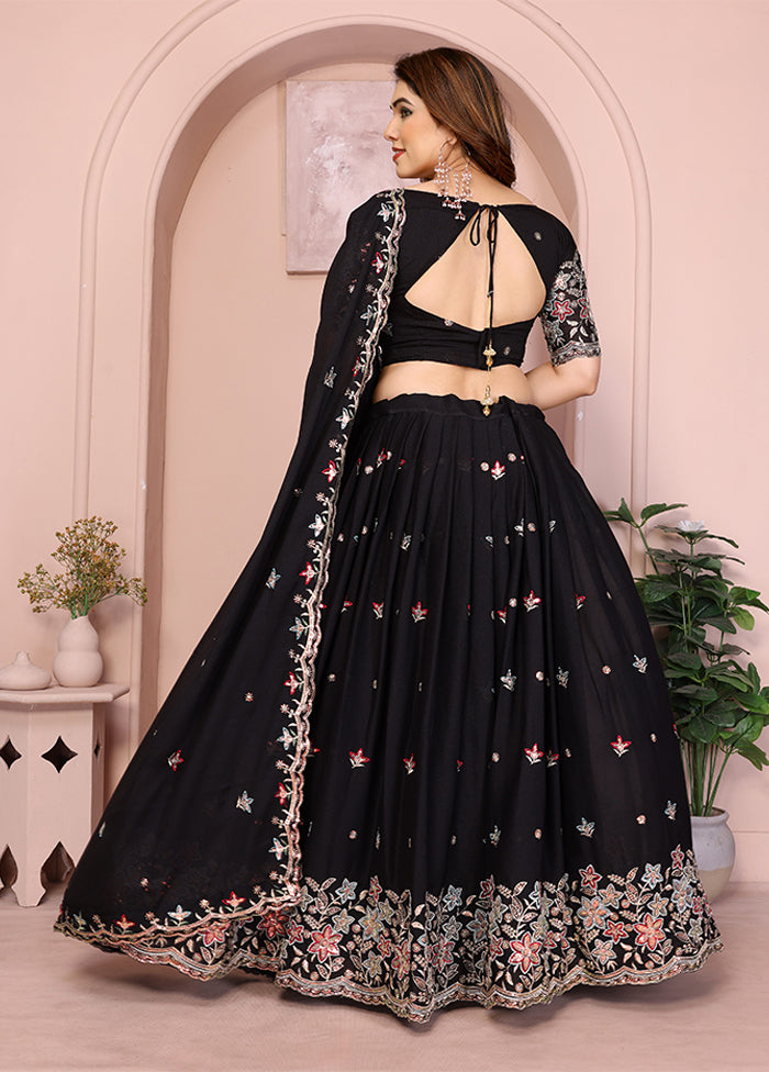 Black Georgette Dupatta Lehenga Set