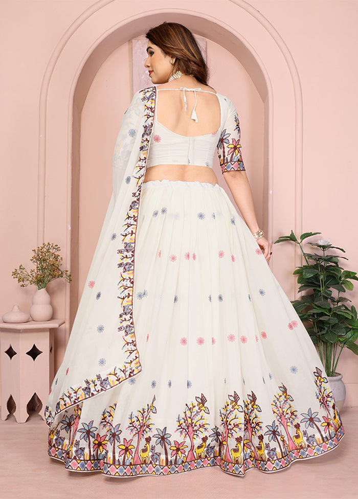 White Georgette Dupatta Lehenga Set